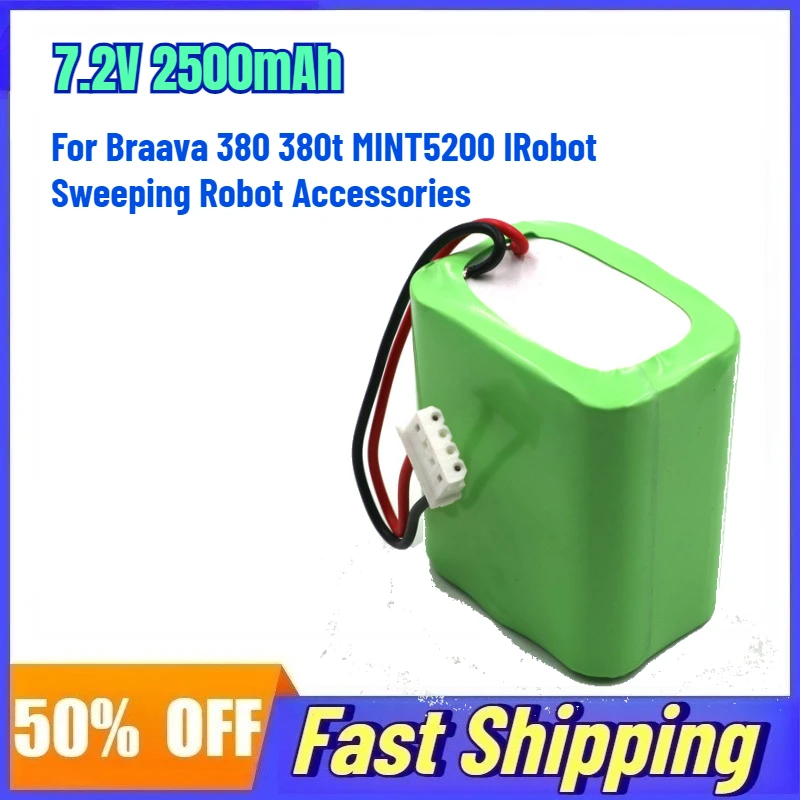 

7.2V 2500mAh Lithium Battery for Braava 380 380t MINT5200 IRobot Sweeping Robot Accessories Rechargeable Battery