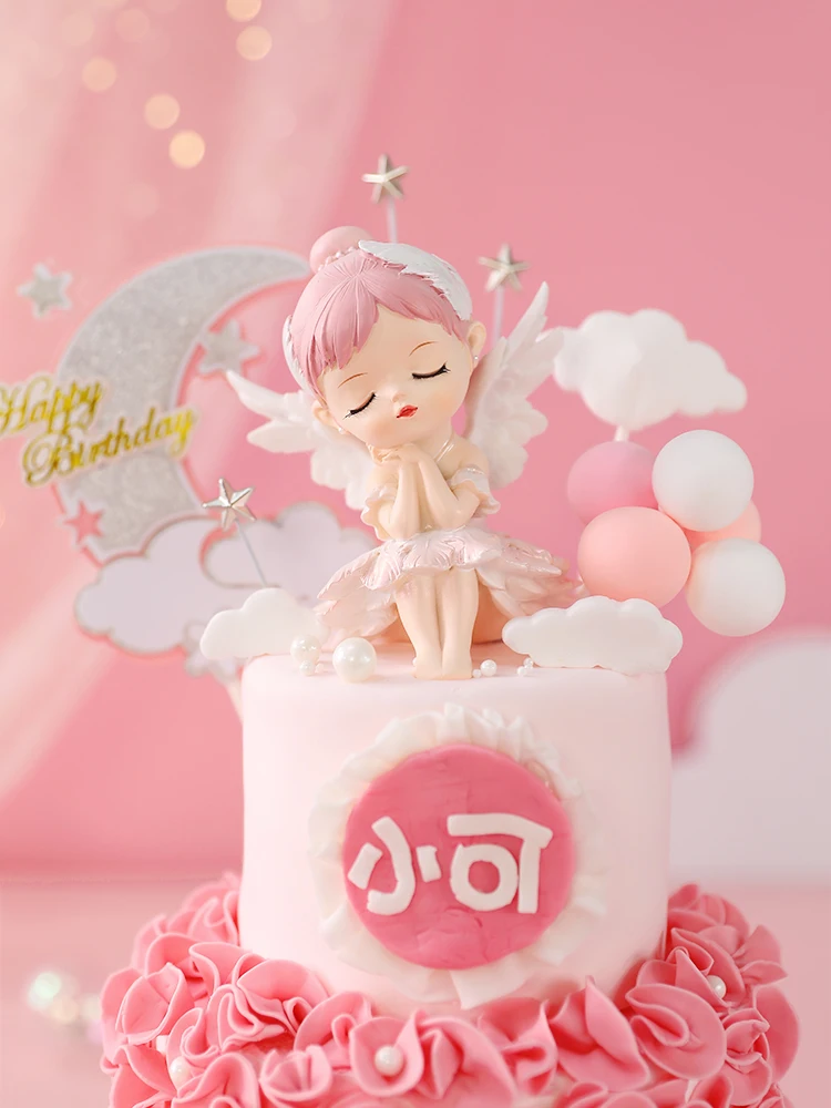 Hochzeits torte Topper Mädchen alles Gute zum Geburtstag Party Dekoration Mädchen Kinder begünstigt Fee Figur Kuchen liefern Baby party Dekor Geschenk – Detail 1