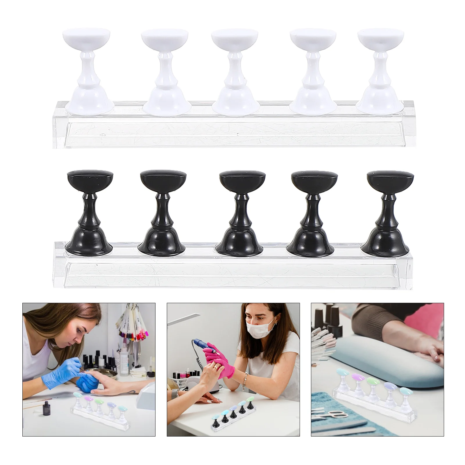 

2 Sets Nail Tip Practice Base Stand Holder for Painting Press on Nails Tool Display Color Board Easy Install