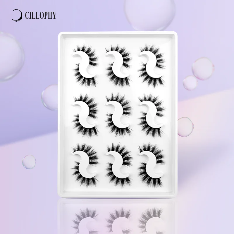 CILLOFIA 9 Pares Mink Cílios Eye Lashes Cruzado Cílios Postiços Handmade Cílios Dramáticos Cílios Superiores