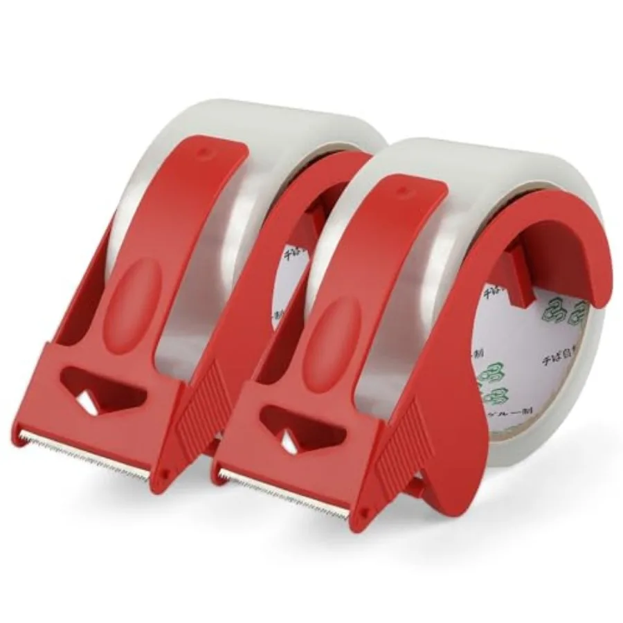 

2 Rolls Packing Tape with Dispenser, 2 inch x 55 Yd Clear Packaging Tape, Heavy Duty Shipping Tape for Moving Boxes Shipping Ma