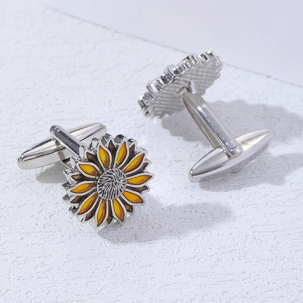 Neuankömmling Sonnenblumen Manschette Links Sonne Blume Herren Manschetten knöpfe Schmuck Geschenk Hochzeit Geburtstag Jubiläum Vatertag – Detail 5