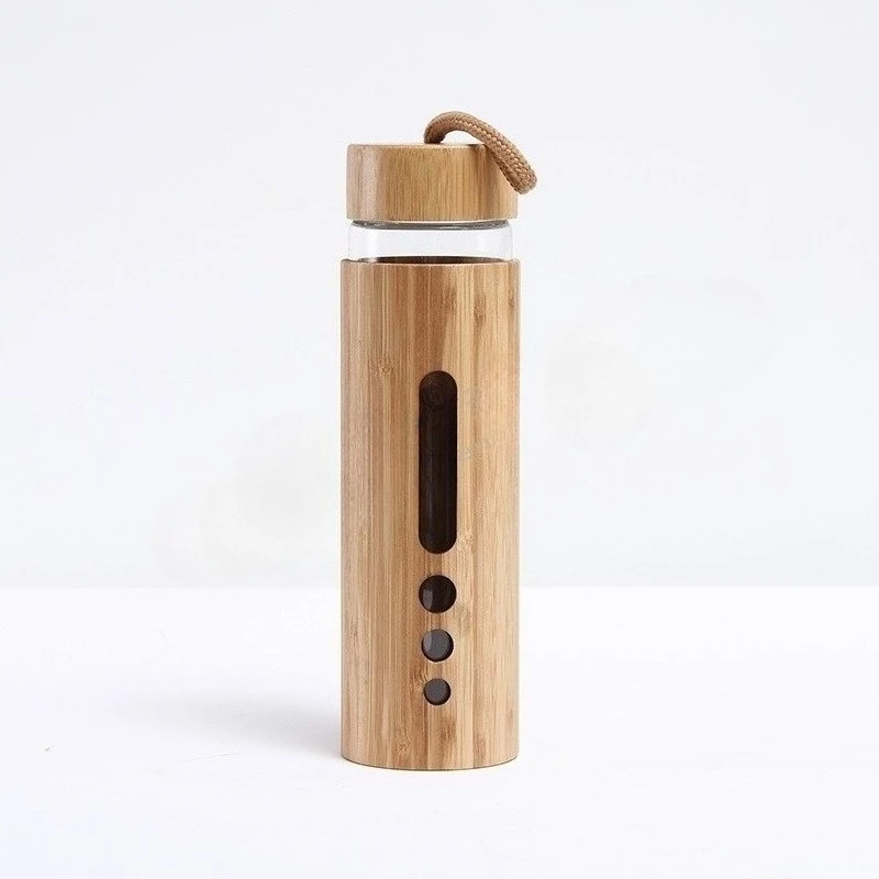 500ml Glass Water Bottle Bamboo Hot-proof Sleeve Borosilicate Glass Cup Eco-friendly Drinkware Outdoor Portable Tour Bottle Boba