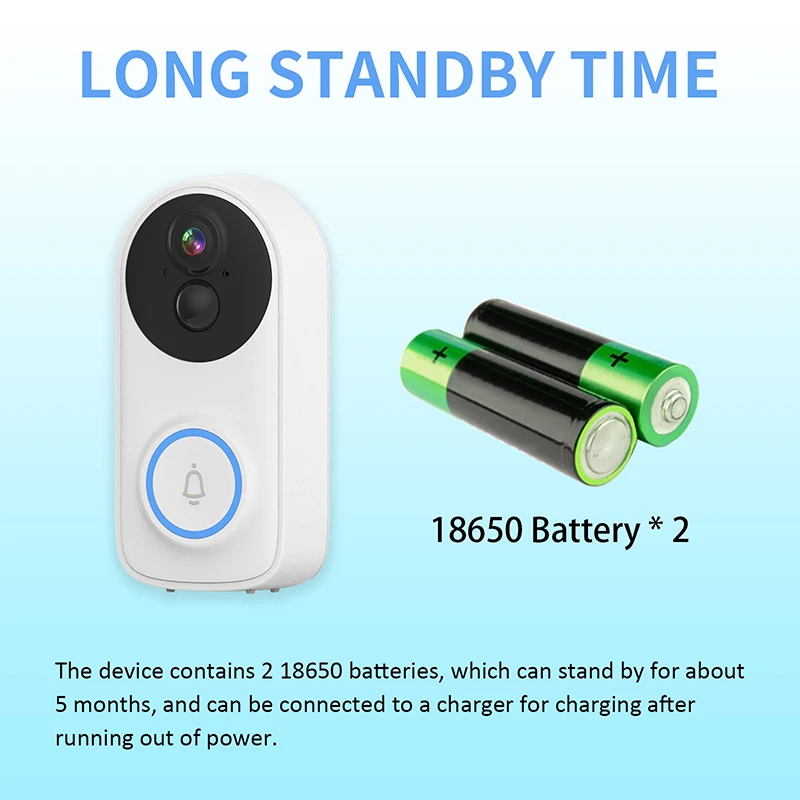 PIR Smart Visual Doorbell  Home Wireless Surveillance Camera Doorbell PIR Human Body Induction With Low Power Consumption