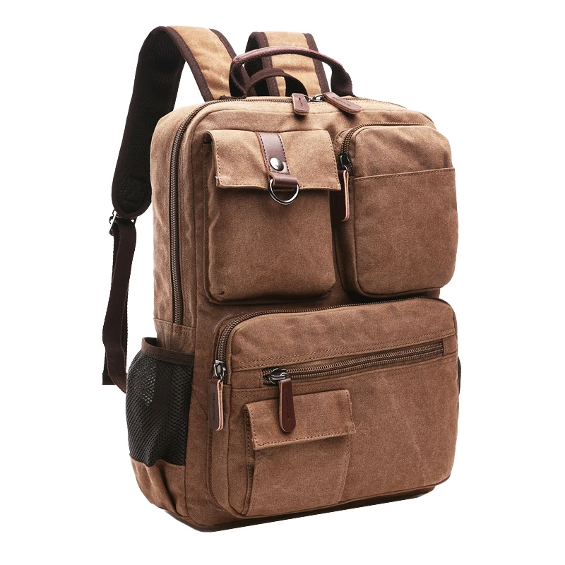 Mochila Retro de Lona para Hombre, Estilo Militar, para Viajes, Trabajo, Estudiantes, con Doble Asa para Ordenador y Libros