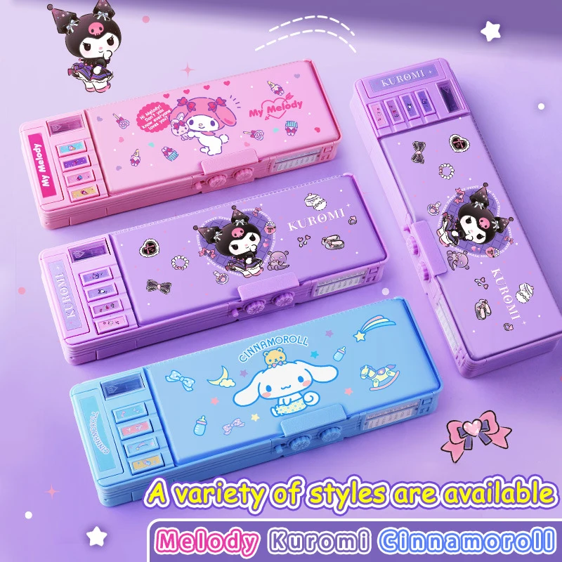 Sanrio Melody-estuche multifunción para lápices, caja de lápices de gran capacidad con cerradura codificada, suministro bonito para estudiantes, regalo de nuevo término genuino para niños