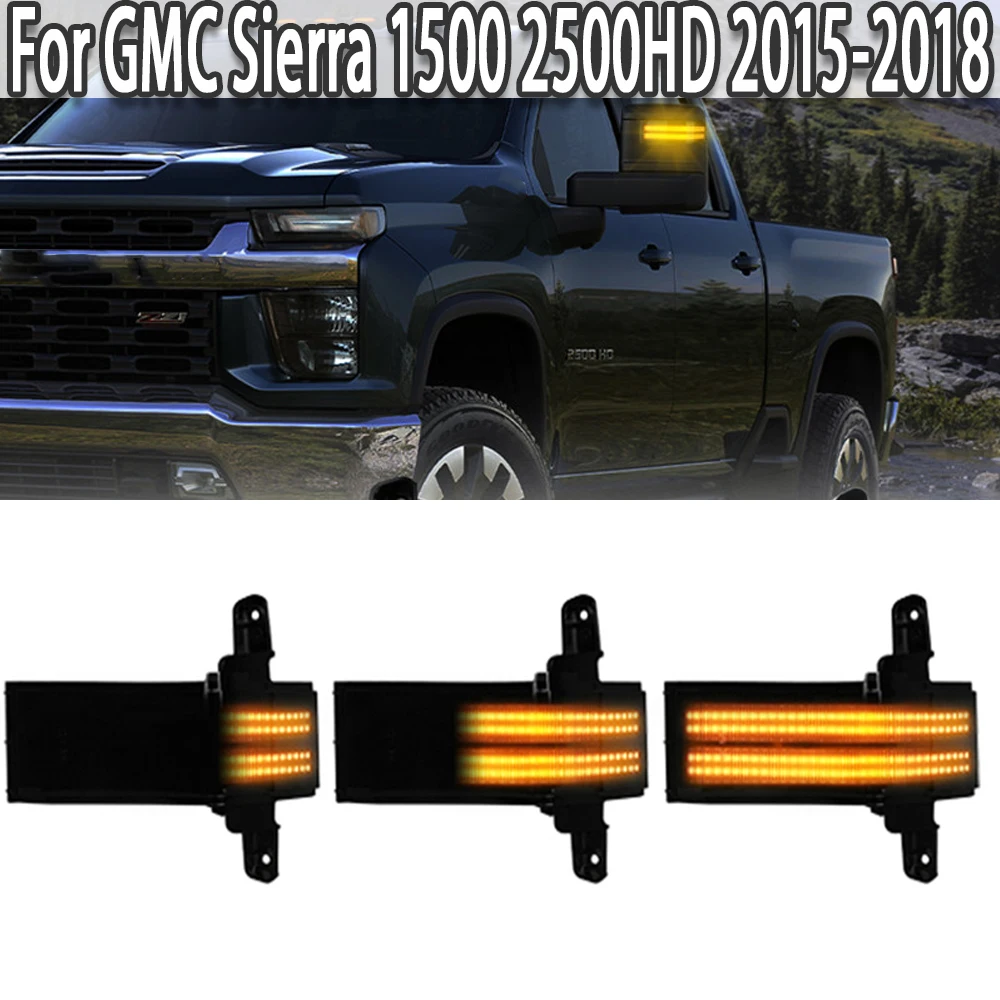 Pop Amber LED Flowing Turn Signal Light Side Marker Lamp For Chevrolet Chevy Silverado GMC Sierra 1500 2500HD 3500HD 2015-2018