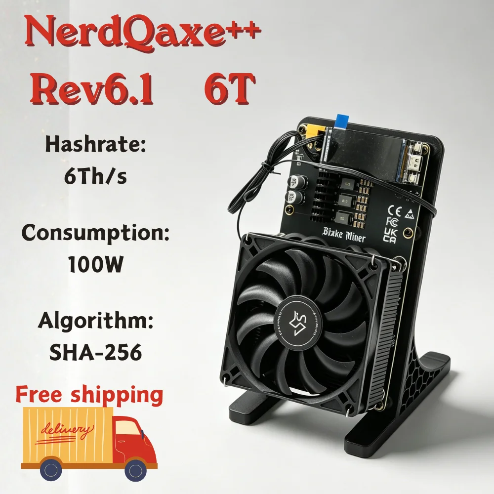 NerdQaxe++ Rev6.1 6Th/s High Efficiency Bitcoin Miner, 100W Low Power 4×BM1370 Open Source ASIC Miner with WiFi & Display