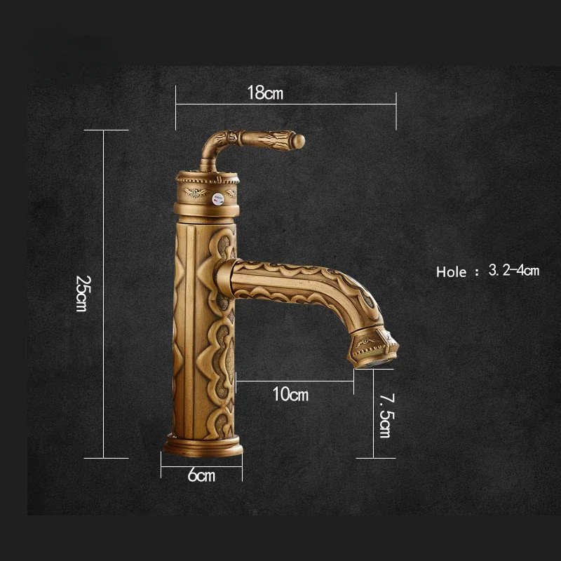 Imagem -02 - Solid Brass Vintage Antique Banheiro Torneira Single Handle 360 Degree Swivel Spout Torneira Misturadora de Água Quente e Fria