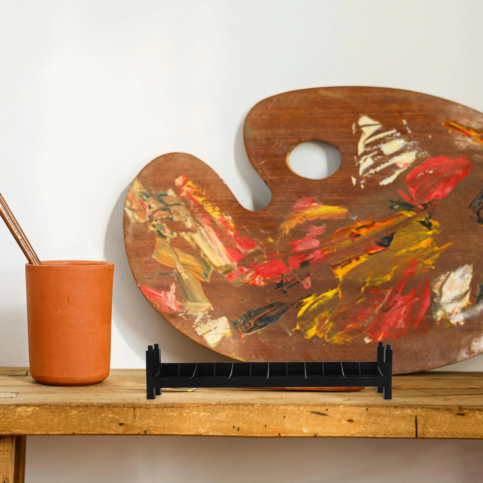 

2pcs Paint Storage Rack 6-Compartment Pigment Organizer Shelf For Craft Supplies Art Tools Home School Painting Station