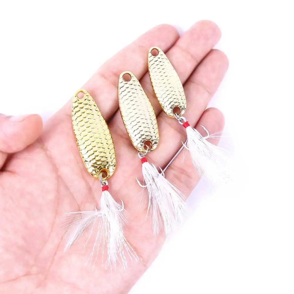 Lure Sequins Fish Scale Trout Bait Electroplated Metal Spoon Fishing Lure Fishing Bait Falling Iron Plate Lead Fish Feather Hook