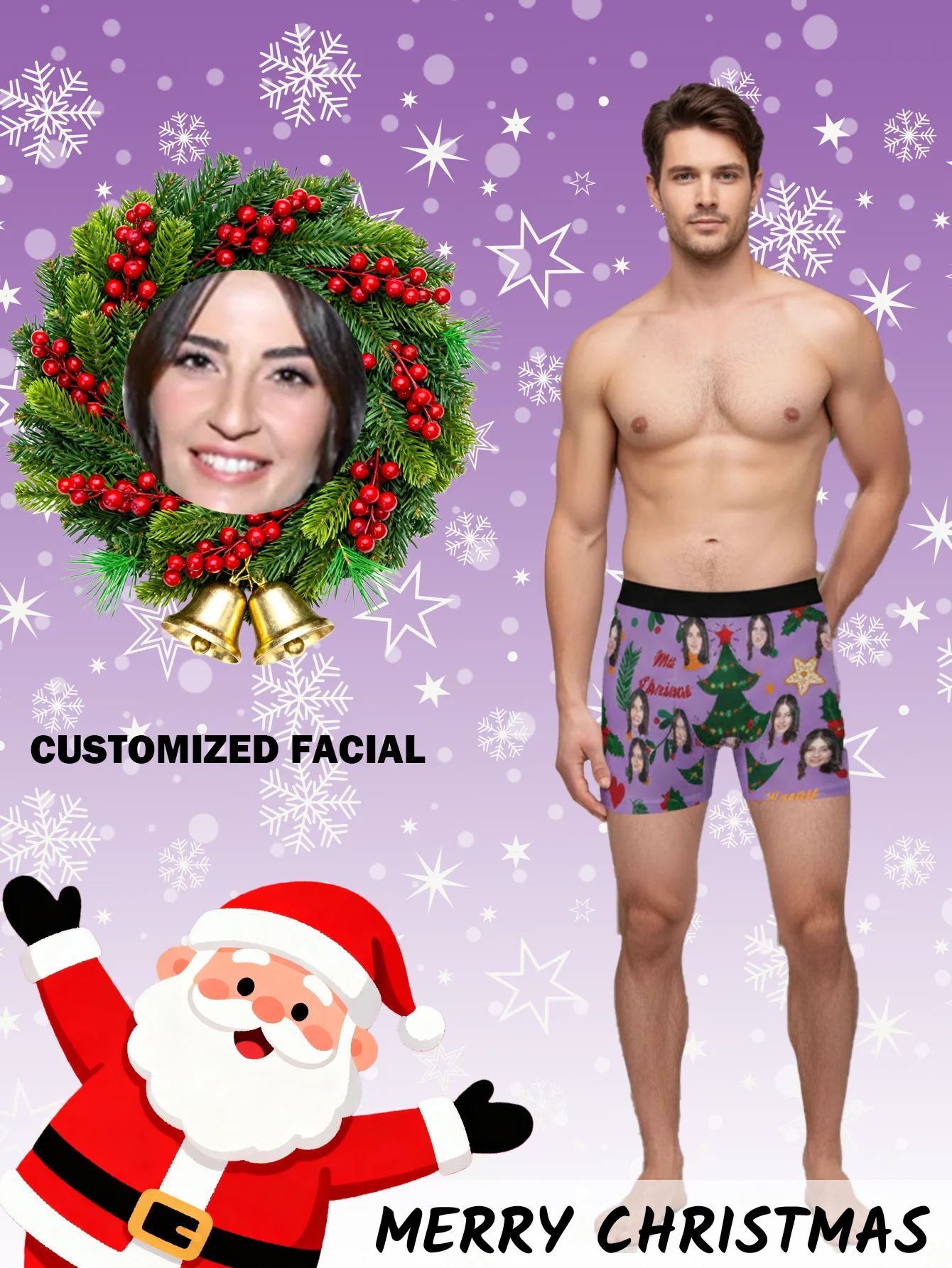 

Personalized Face Photo Underwear Custom Boxer Briefs Custom Men Valentine's Day Gift For Husband Anniversary Gift for Dad