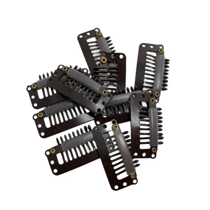 20/40 Pcs 9-teeth Beige/Brown/Black Hair Extension Clips Hair Extension Wigs Snap Clips Comb Small Snap Wig Accessories Clips