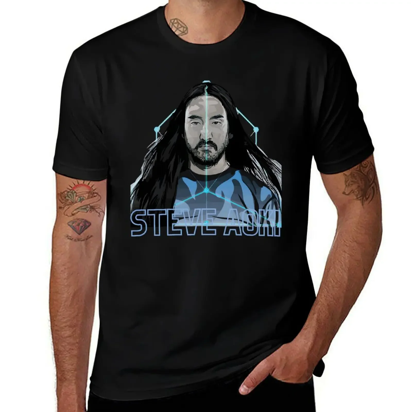 electro - steve aoki electro house music dj T-Shirt cotton man t-shirts summer tops mens t shirt