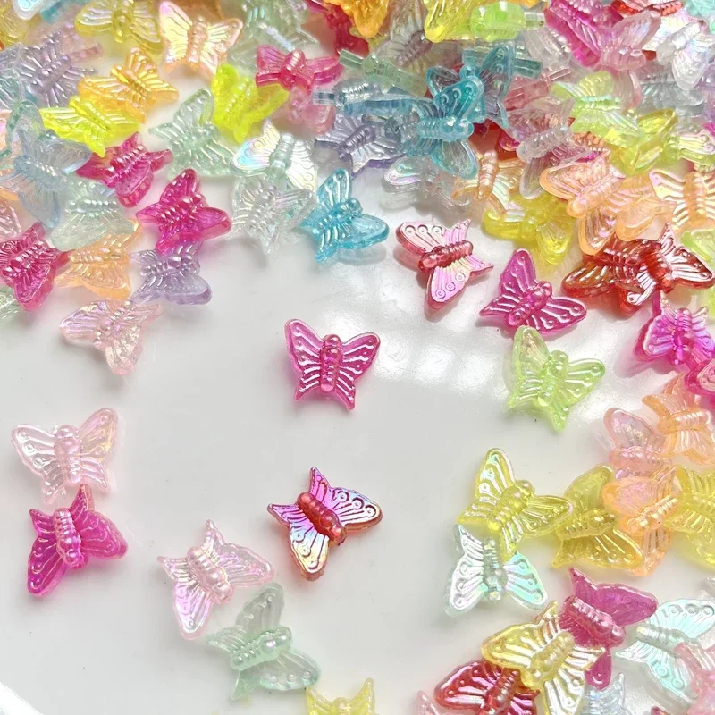50pcs  mixed color AB Charm Butterfly shaped Acrylic Beads Loose Spacer Beads Jewelry Making DIY Handmade Bracelet