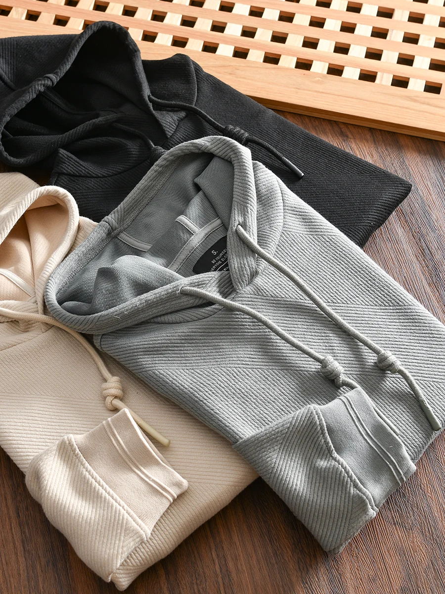 

Comfortable Breathable Knitted Hoodie Men's Casual Autumn Fashionable Polyester Spandex Blend Straight Fit Basic Style