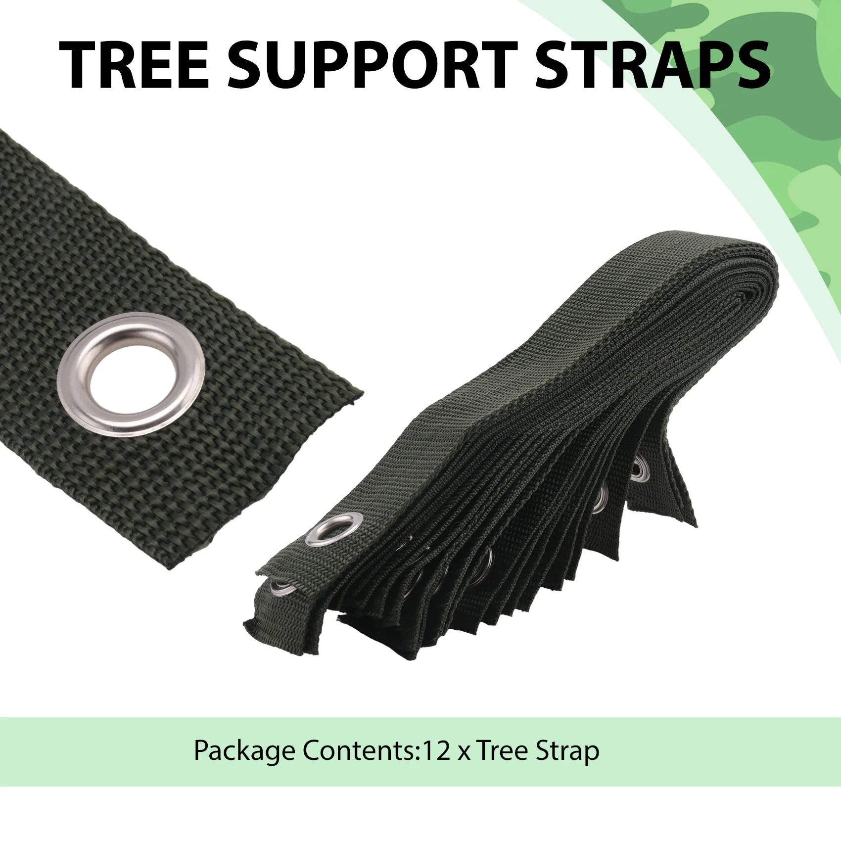 PZHI Tree Strap with Grommet, 12PCS Tree Support Straps for Staking Kit, Strong Load Bearing Garden Tool for Newly Planted Trees