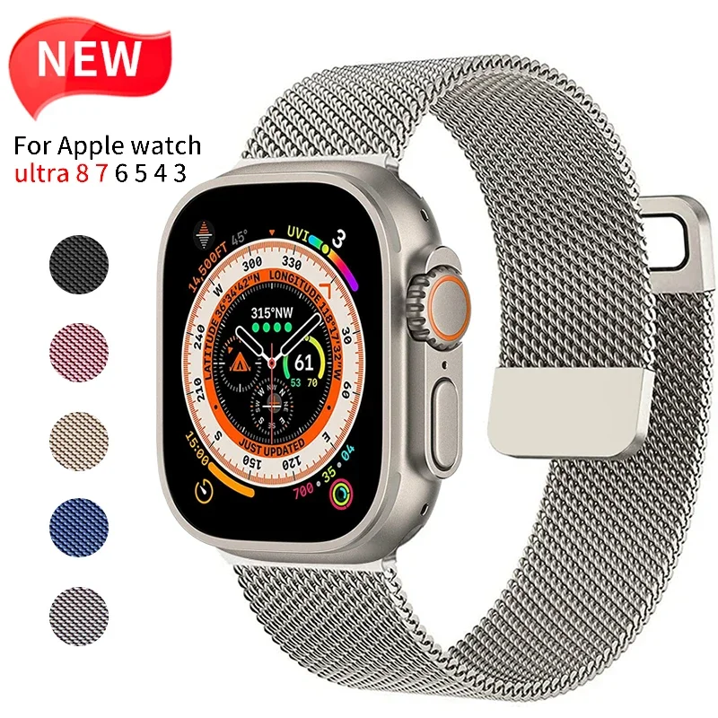 ミラネーゼバックル付きAppleWatchシリーズ,44mm, 40mm, 45mm, 41mm, 42mm, 38mm, 49mm,8,7,se2,6