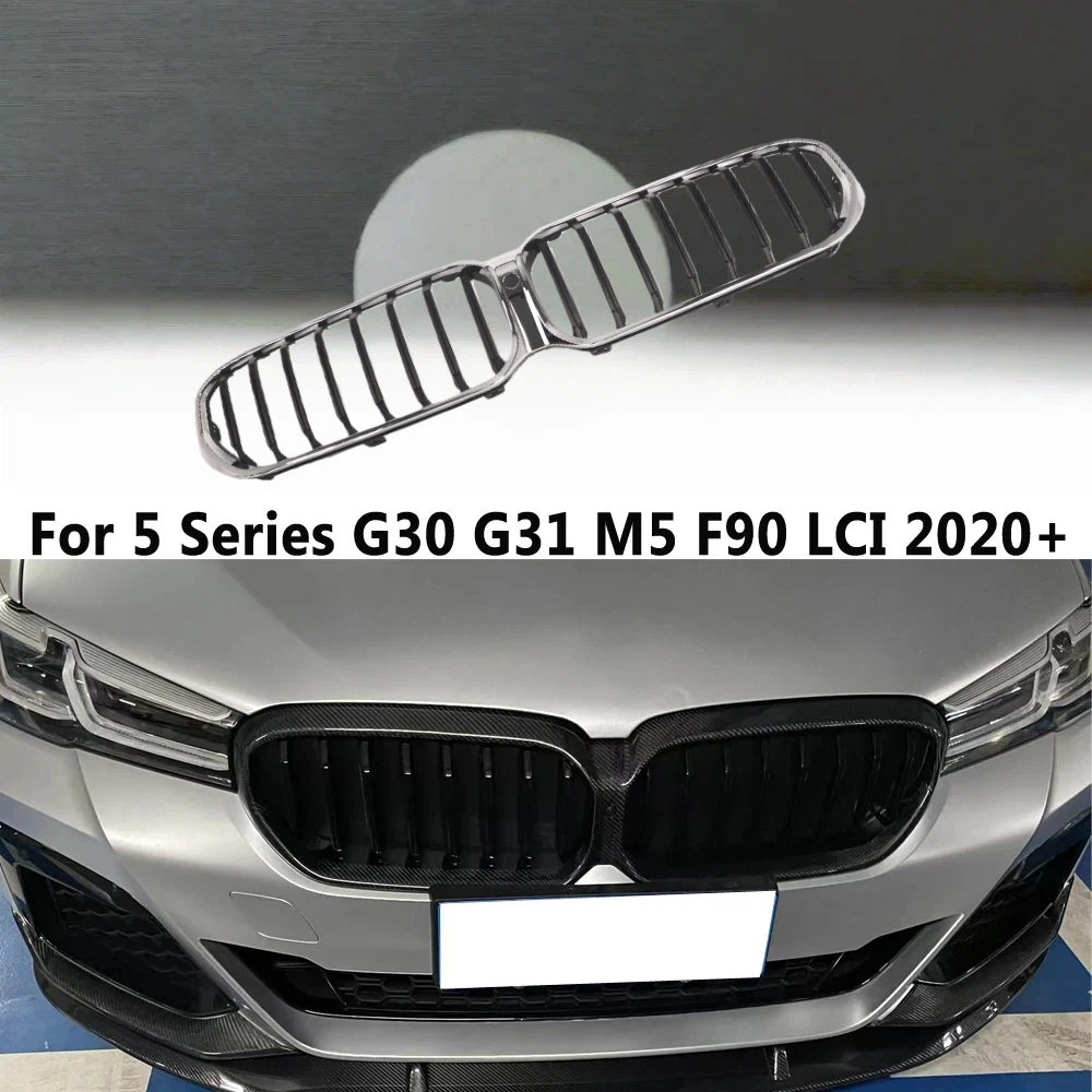 G30 Half Chome Single Line Front Kidney Bumper Grille For BMW 5 Series G30 G31 M5 F90 Replacement Grill 2020-2023 LCI