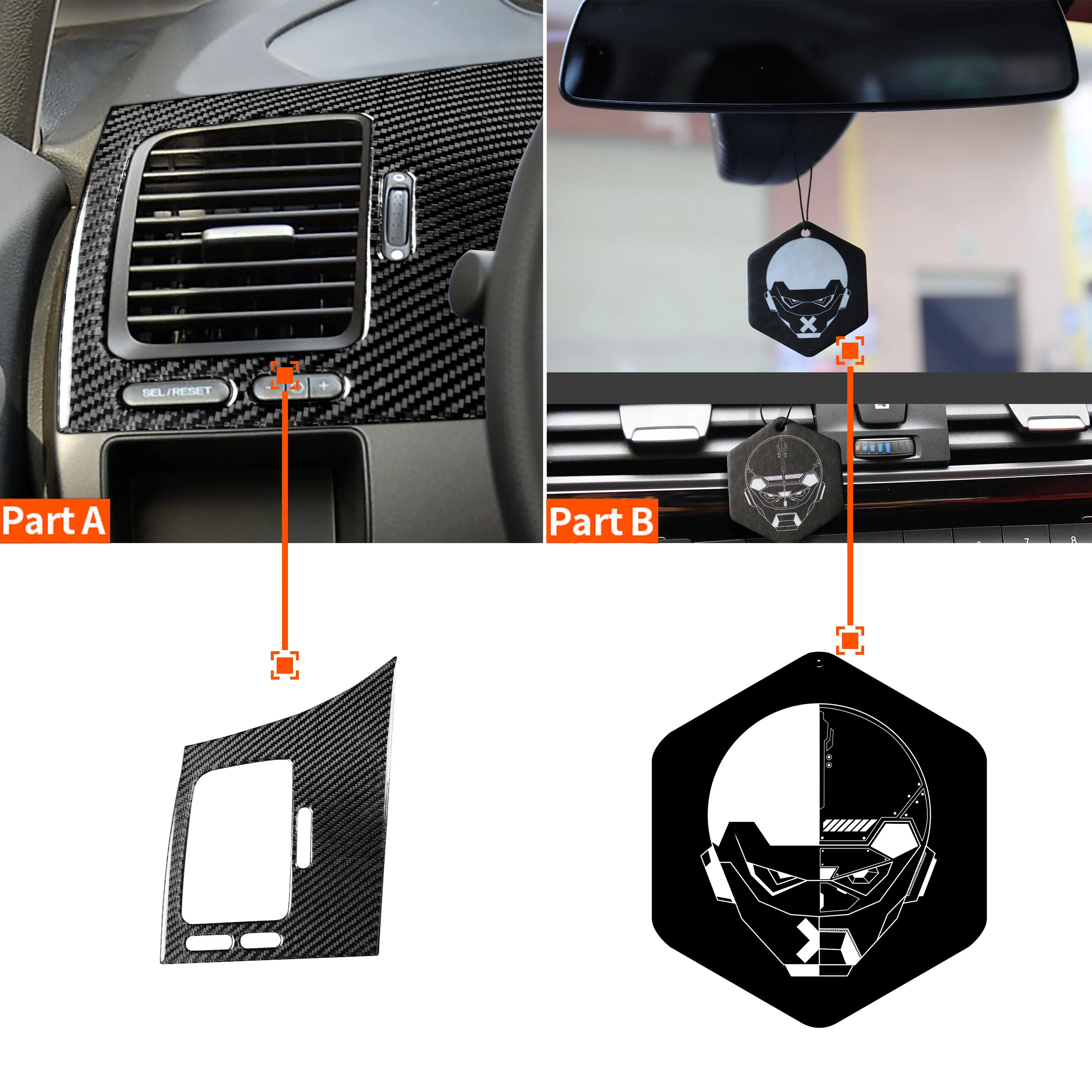 

Carbon Fiber Auto Interior Car Driver Side Air Vent Outlet Panel Cover Sticker Decor Decal For Honda Civic 8th Gen 2006-2011 New