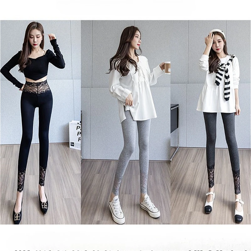 Spitze Leggings für Frauen Abnehmen Hosen Frühling Herbst Modal Hohe Elastizität Lange Unterhosen Frauen Kleidung Slim Fit Großhandel Dropship