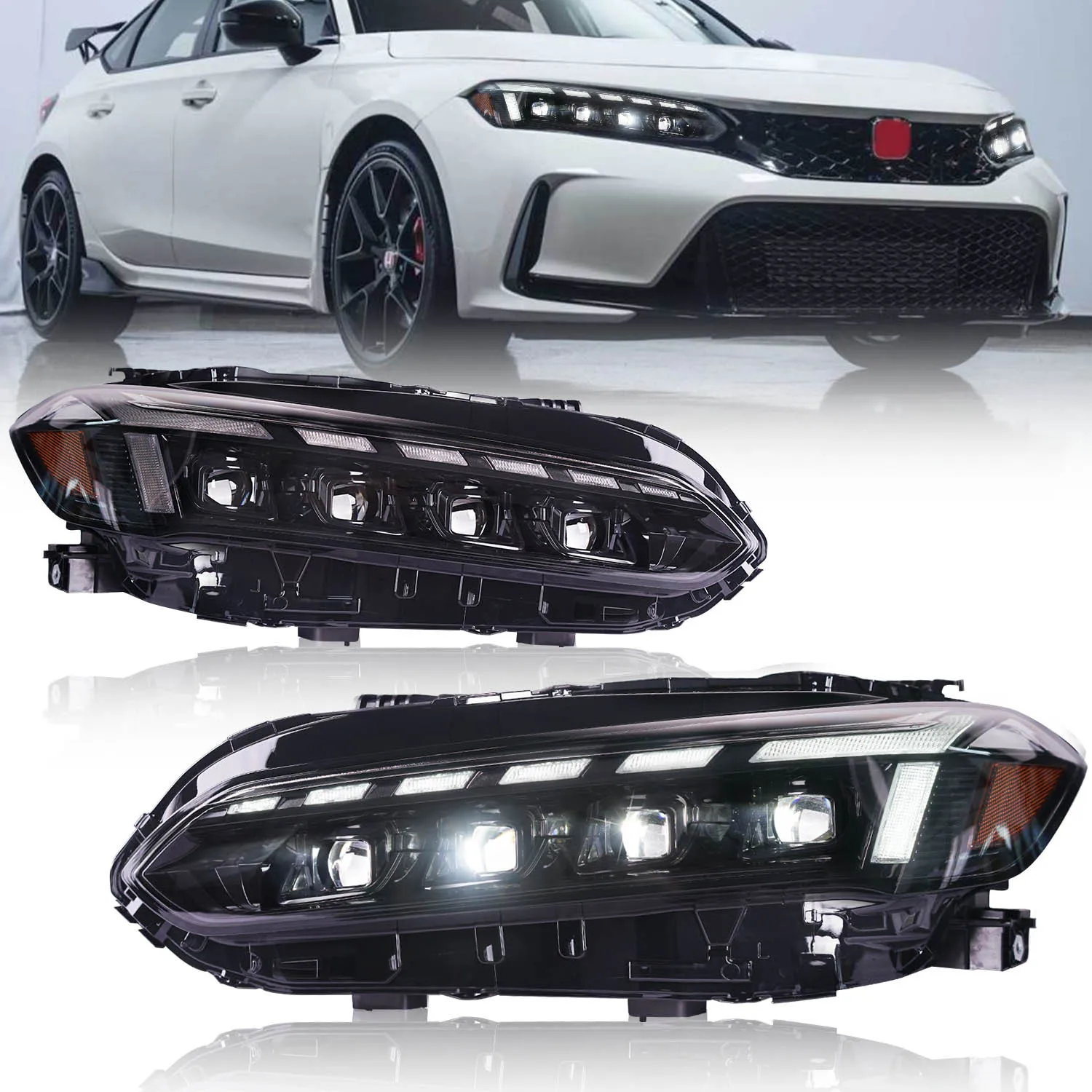 Suitable for 21-24 years, 11th generation Civic, modified headlight assembly LED matrix lens