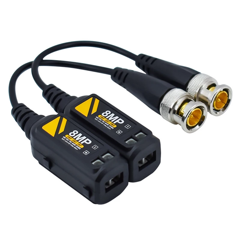 1 Pair Support AHD/CVI/TVI 8MP 4K Camera Cat5e/ Cat6 UTP Cable Connectors Twisted BNC CCTV Video  Passive Transceivers