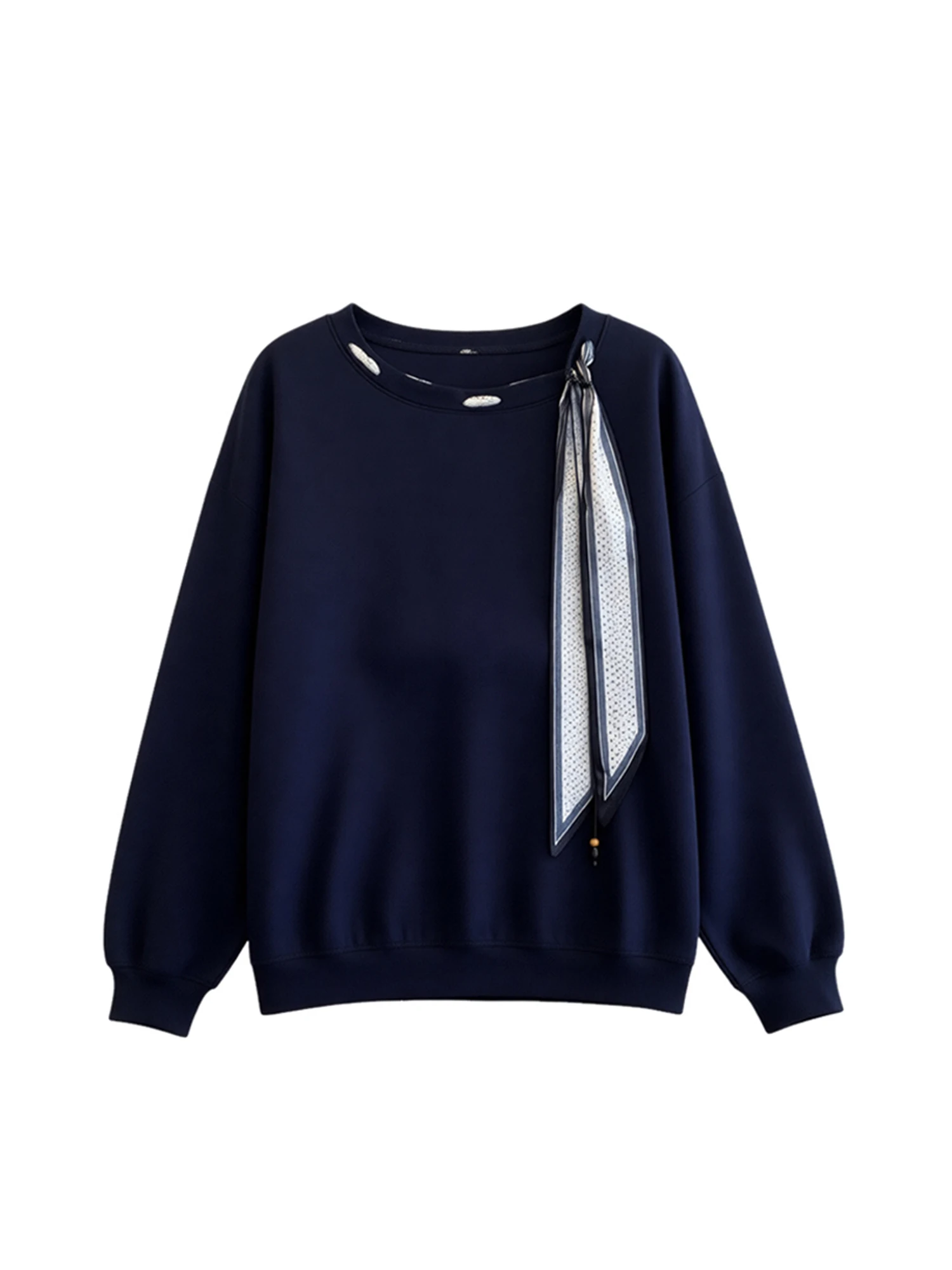 

Women's Navy Blue Sweatshirt Vintage Aesthetic Y2k 2000s Sweatshirt Outerwear Harajuku Korean Oversize Top Clothes Autumn 2025