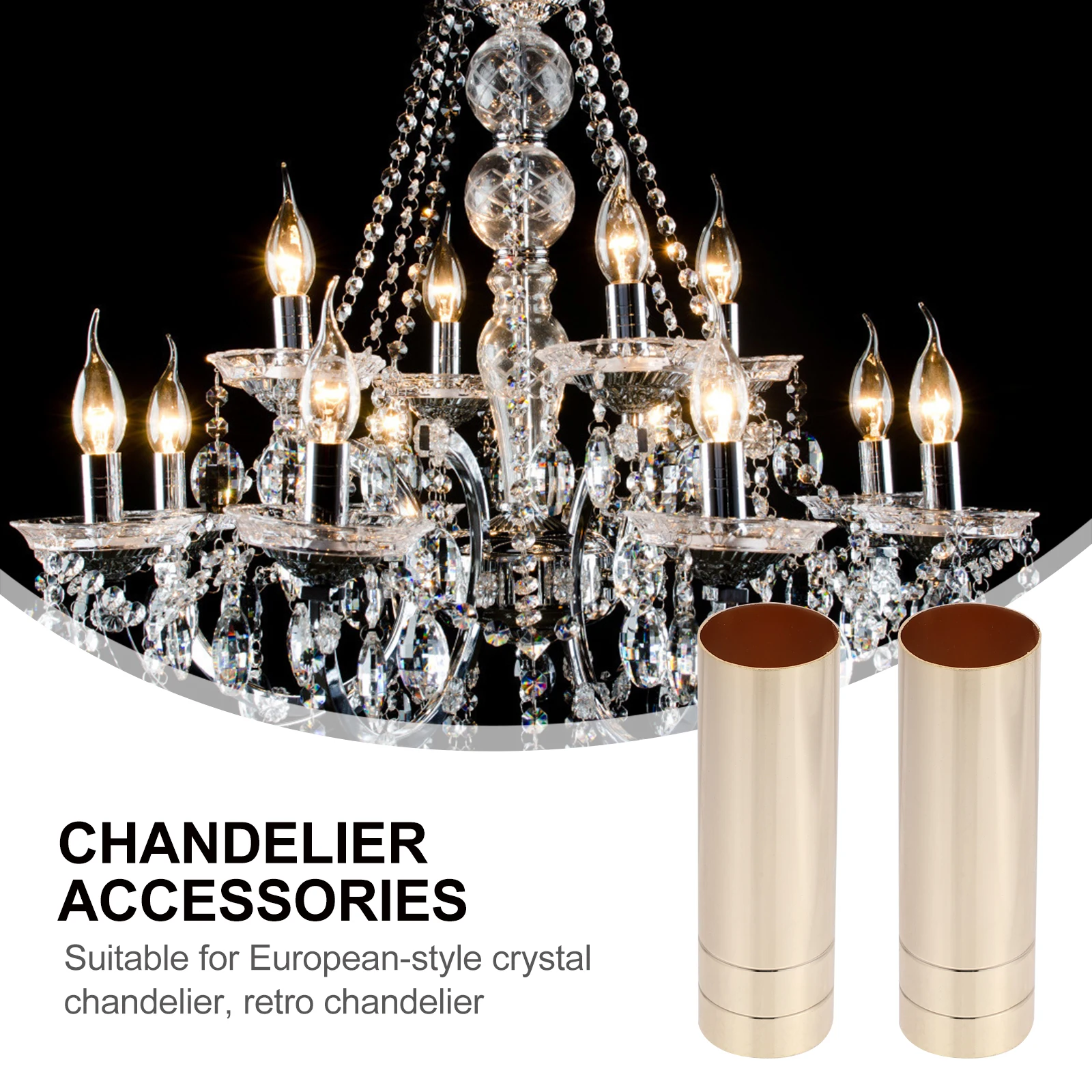 

6pcs Cutting Sleeve Lamp Base Sleeve Brass Crystal Chandelier Parts Heat Resistant Lightweight Lighting