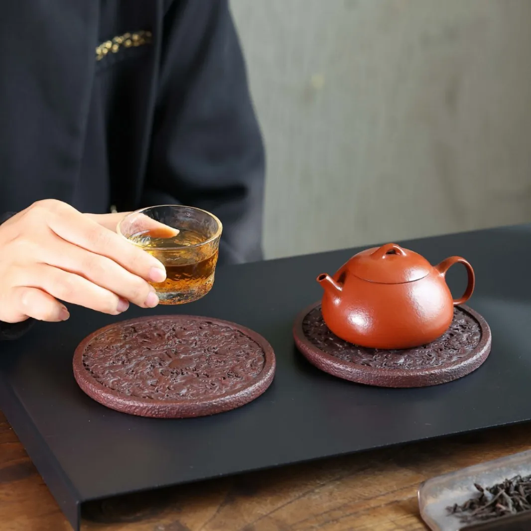 Yixing Original Mineral Purple Clay Kowloon Base, High-End Teapot Coaster, Set Accessories, Dry Brewing Platform, Round Tea Tray