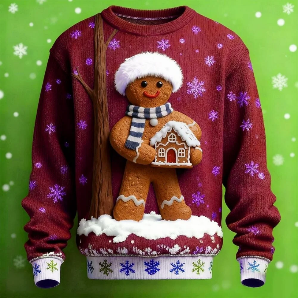 

Cute Funny Pullover Santa Claus Graphic Print Christmas Sweater Man Festive Dress up Long Sleeve Pullover Sweatshirt Clothing