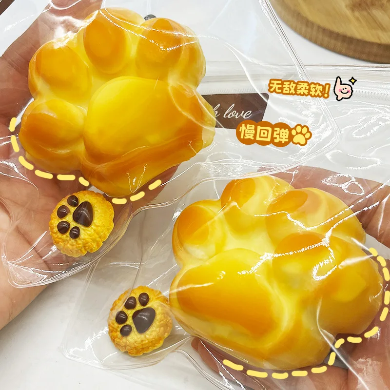 น่ารักจําลอง Cat Paw Pinch Soft Mochi ของเล่นซิลิโคนถ่านย่าง Cat Paw บีบช้า Rebound เด็ก Happy Sensory ของเล่น