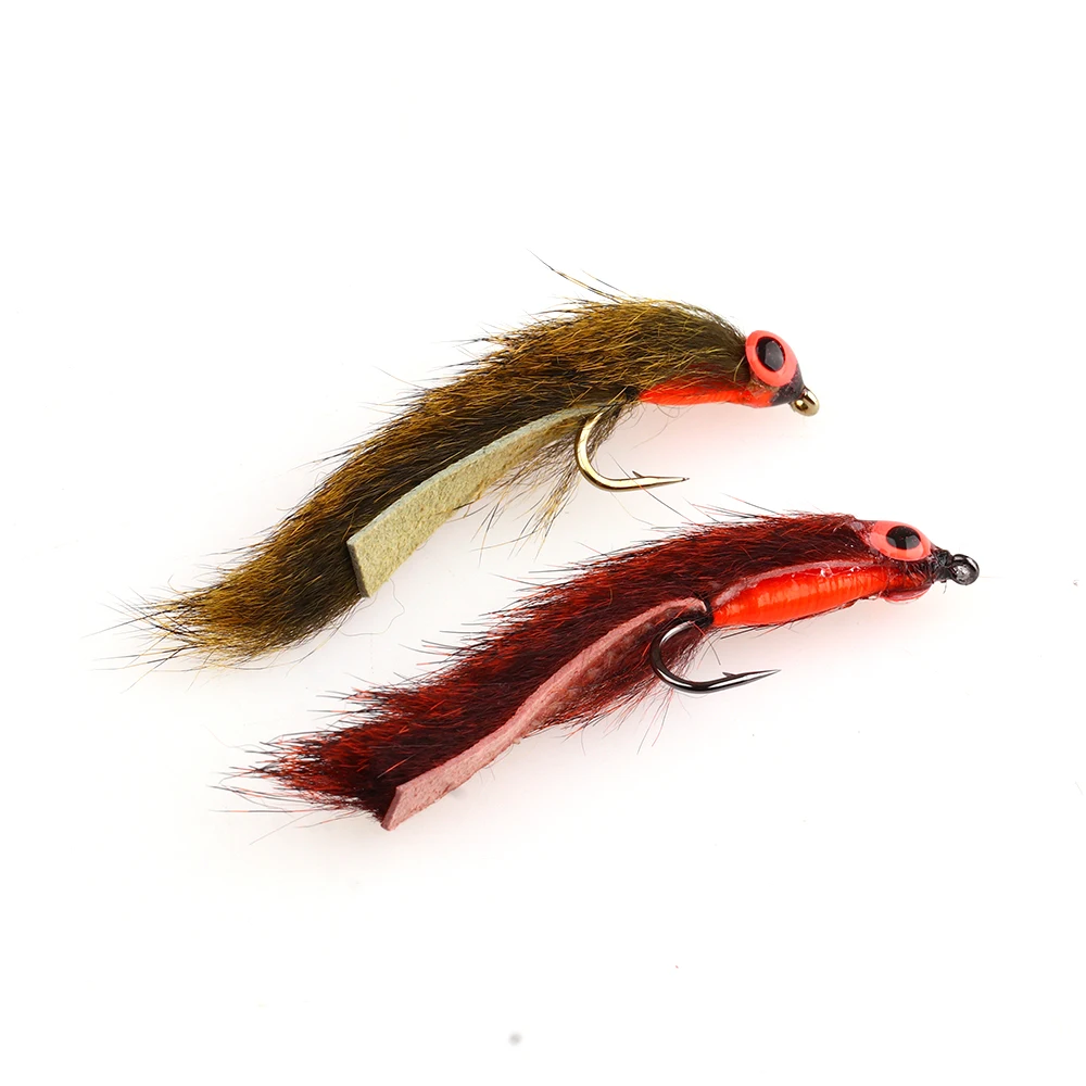 2 PIEZAS # 6 # 8 Señuelos de pesca tipo streamer Zonker con diseño de ardilla para lubina, trucha y lucio, en colores Oliver y Marrón Rojizo