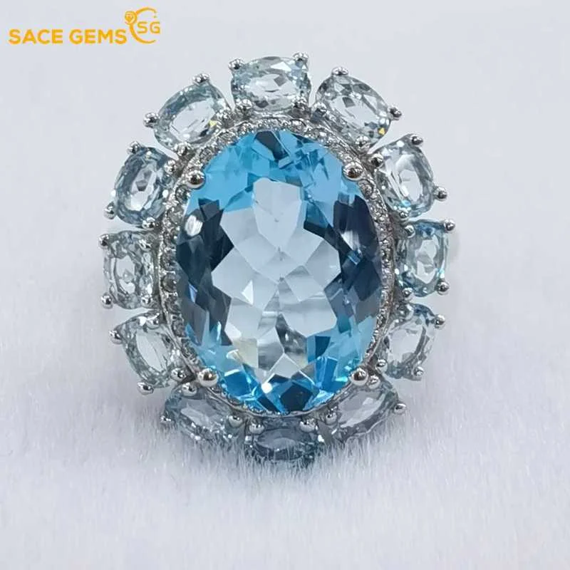 

SACE GEMS New Arrival Trend 925 Sterling Silver Sky Blue Topaz Gemstone Rings for Women Engagement Cocktail Party Fine Jewelry