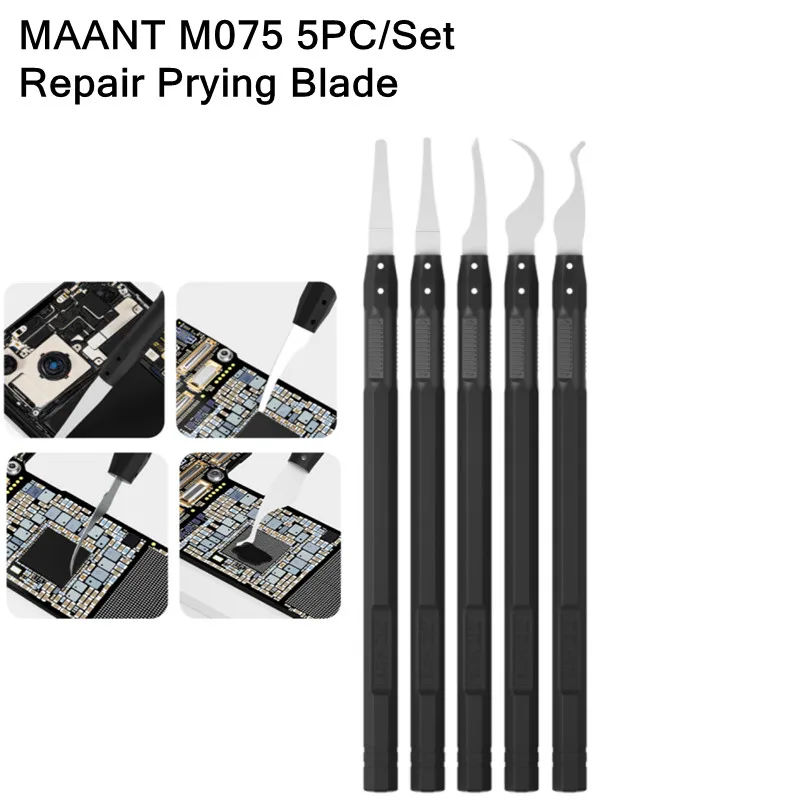 

MAANT M075 5PC/Set Cutting Blade with Handle Set for Mobile Phone IC CPU Hard Drive Prying Glue Scraping Knife Set