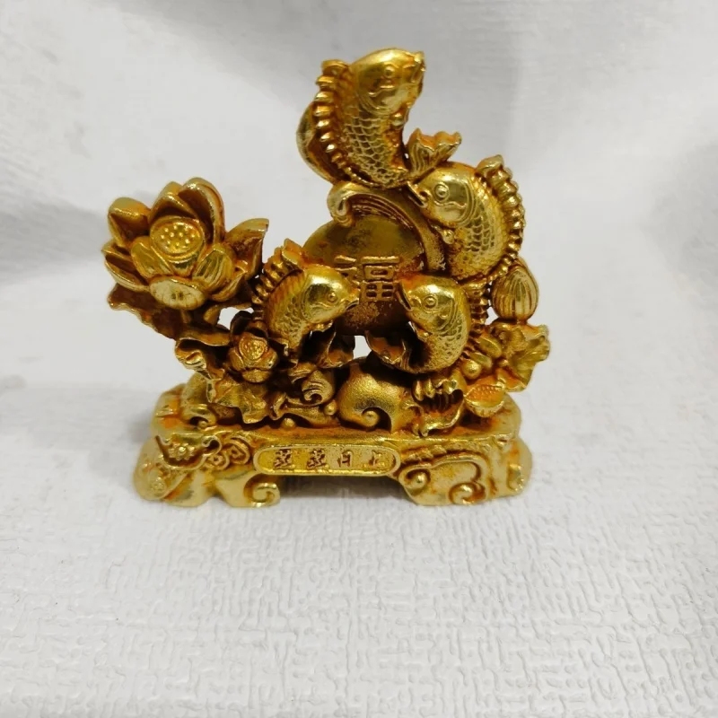 

Vintage Gilded Koi Fish Year After Year Ornament Goldfish Carp Prosperous Living Room Entrance Housewarming Opening Ornament
