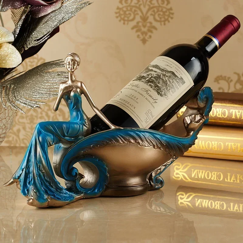 

European Luxury Beauty Wine Rack Accessories Handicraft Resin Wine Holder Livingroom TV Cabinet Craft Home Furnishing Decoration