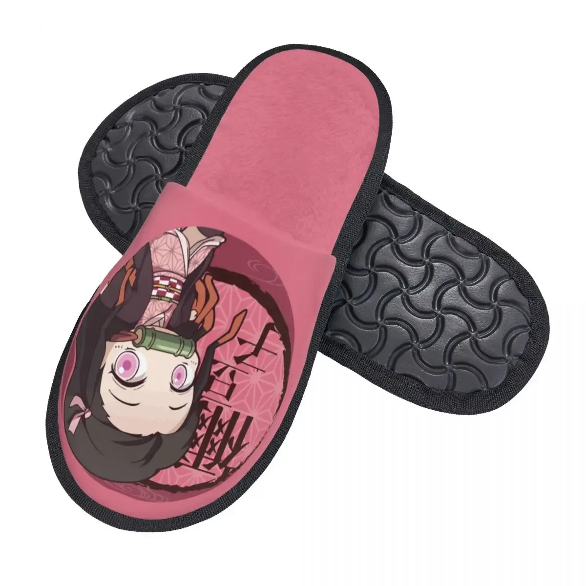 Custom Kimetsu No Yaiba Nezuko Soft Memory Foam House Slippers Women Demons Slayers Anime Manga Warm Anti-skid Sole Slipper