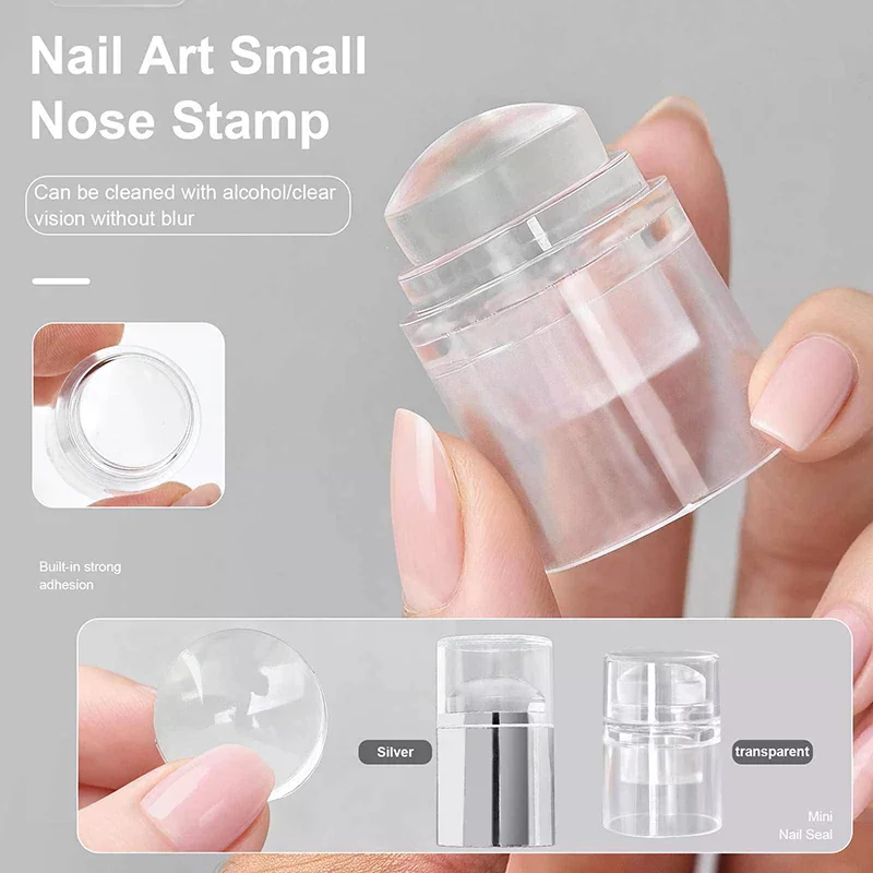 Jelly Silicone Nail Stamper With Scraper Transparent Nail Templates Stamp For Stamping Polish Printing Manicure Tools