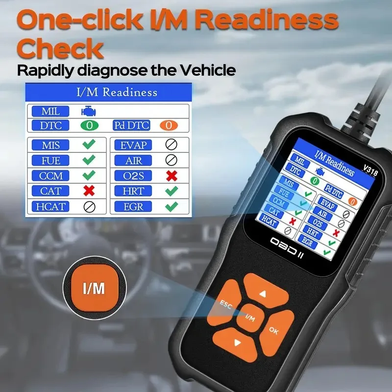 V318 Auto Diagnostic Tool – Skaner OBD2 z testerem akumulatora, czytnikiem kodów usterek i obsługą wielu języków dla samochodów