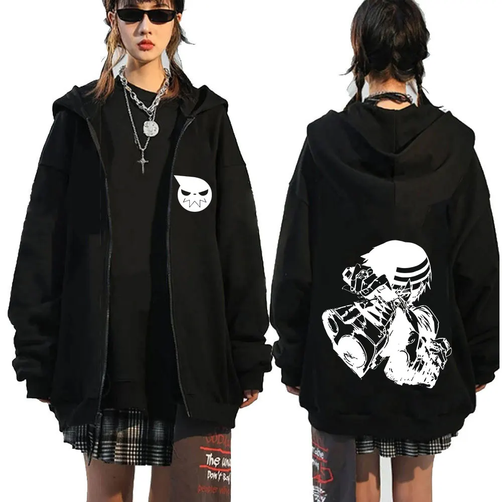 

Anime Soul Eater Death The Kid Zipper Hoodies Men Women Zip Up Hooded Sweatshirts Long Sleeves Pullovers Jackets Caot streetwear