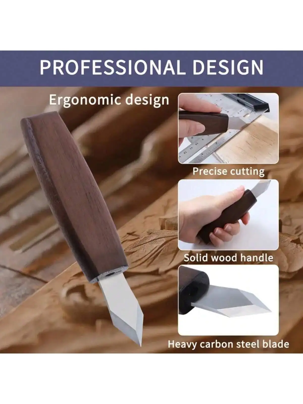 

Цельный двусторонний нож для резьбы по дереву, хром-ванадиевая сталь, ручная резьба по корню, резьба по дереву, нож ручной работы, нож для резьбы