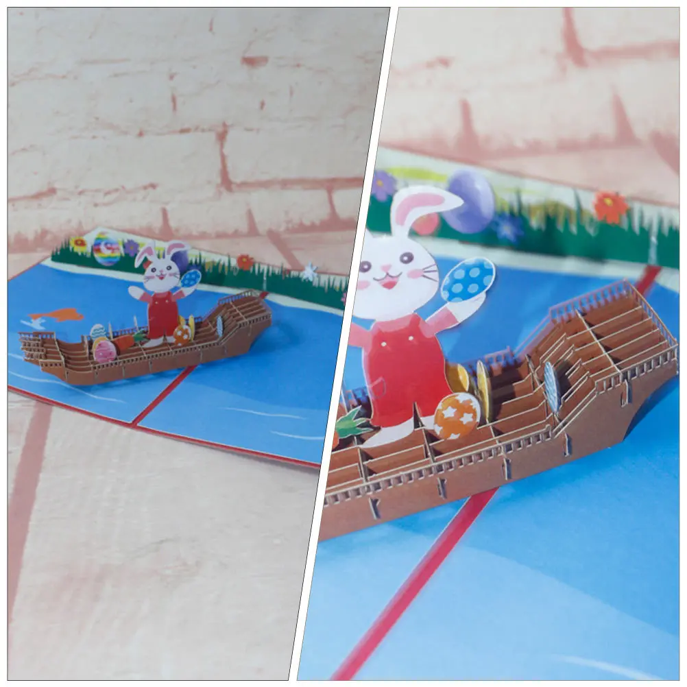 

Уникальная 3D открытка-поп-ап в форме кролика, праздничное приглашение на Рождество, годовщину, вечеринку, декоративный сувенир, подарок