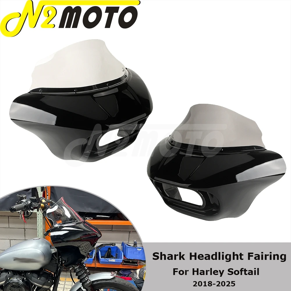 

Мотоциклетная фара с изображением акулы, обтекатель, передняя маска, комплект креплений для головного света для Harley Softail FXBB FXBBS Low Rider FXLR FXST 18-25