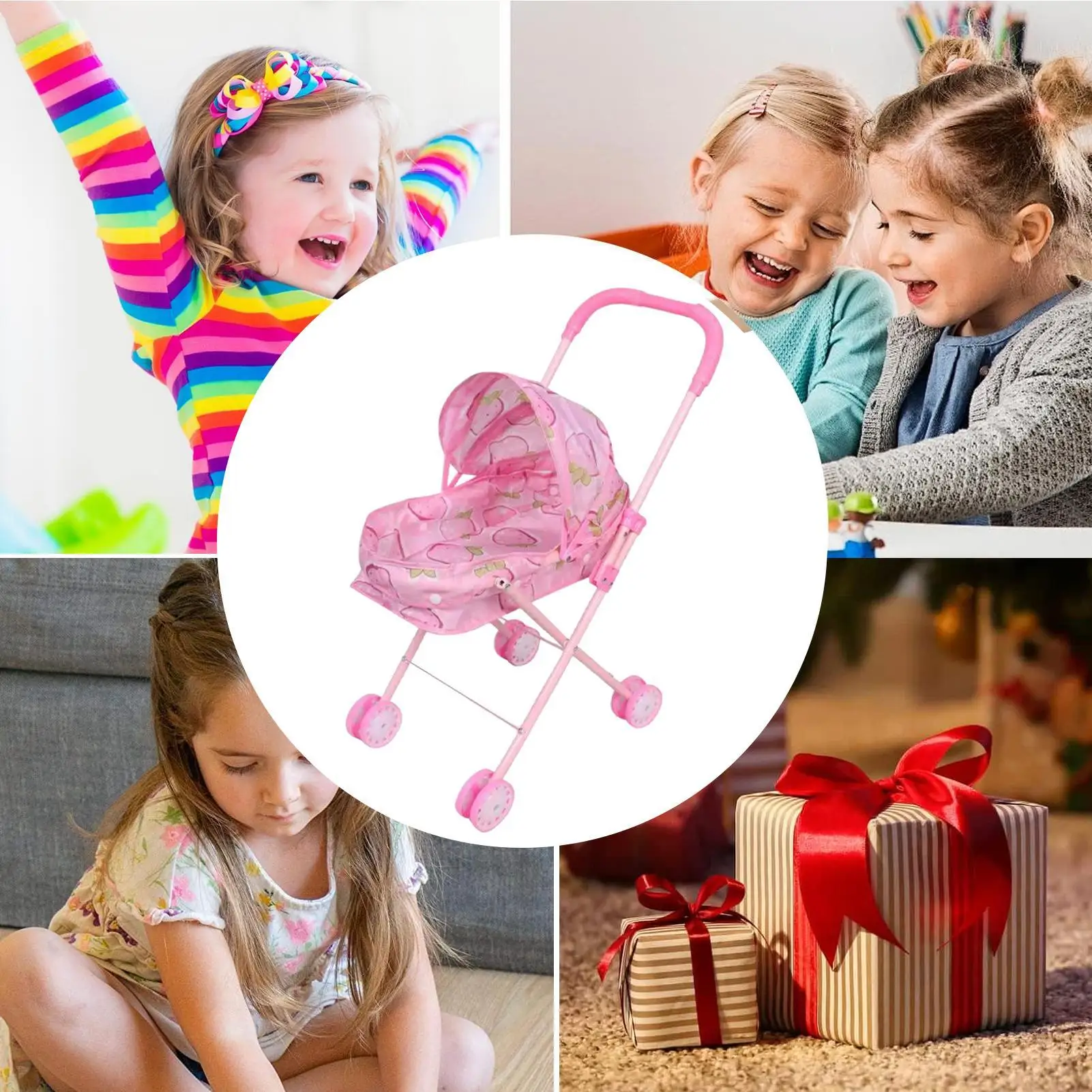 Игрушечная коляска для ролевых игр, коляска с навесом, складная коляска для детей, для мальчиков и девочек, для дома, путешествий, вечеринки, дня рождения, школы