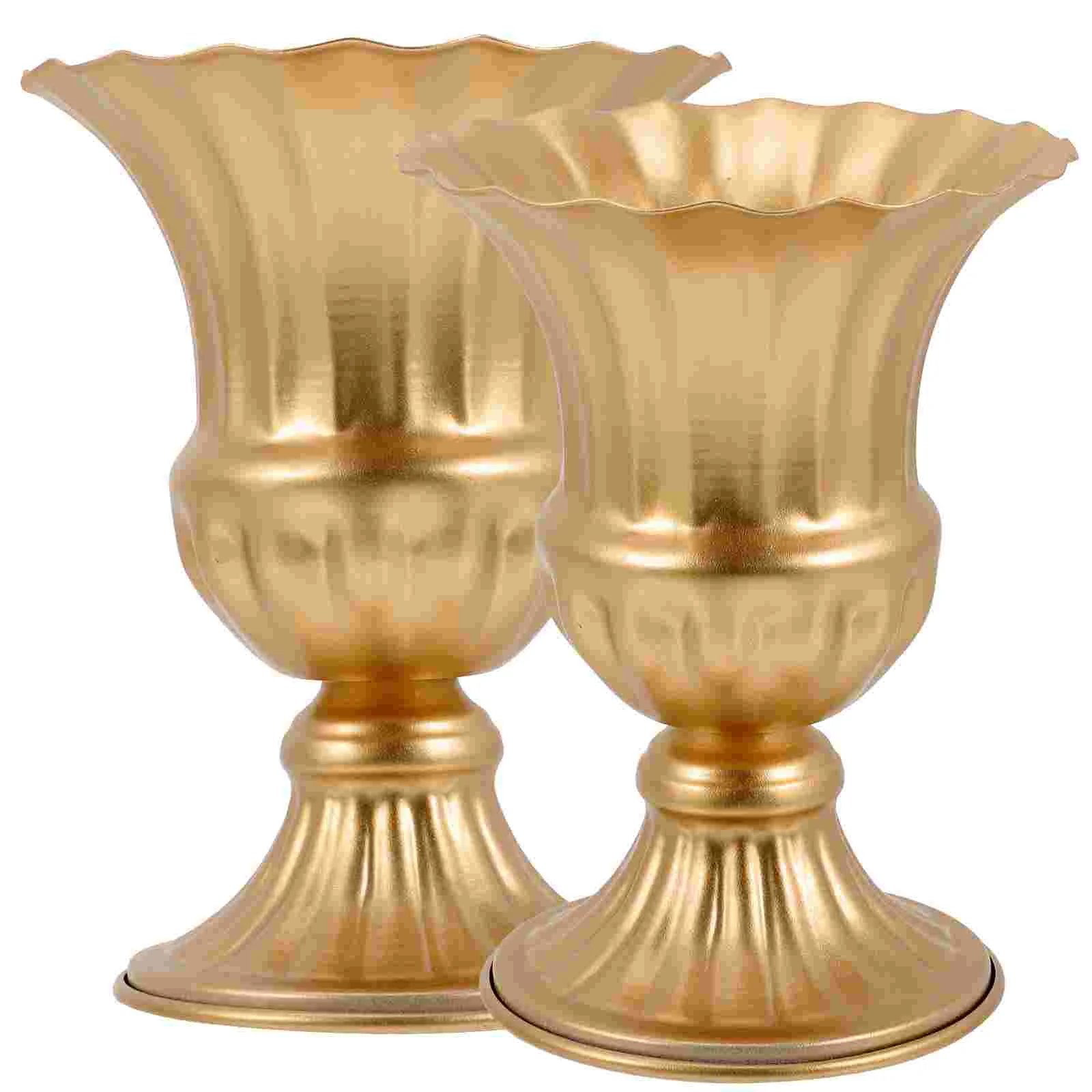 

2 Pcs Tombstone Memorial Vase Faux Plant Graveyard Flower Container Urn Flowerpot Exquisite Iron Garden Delicate Cemetery