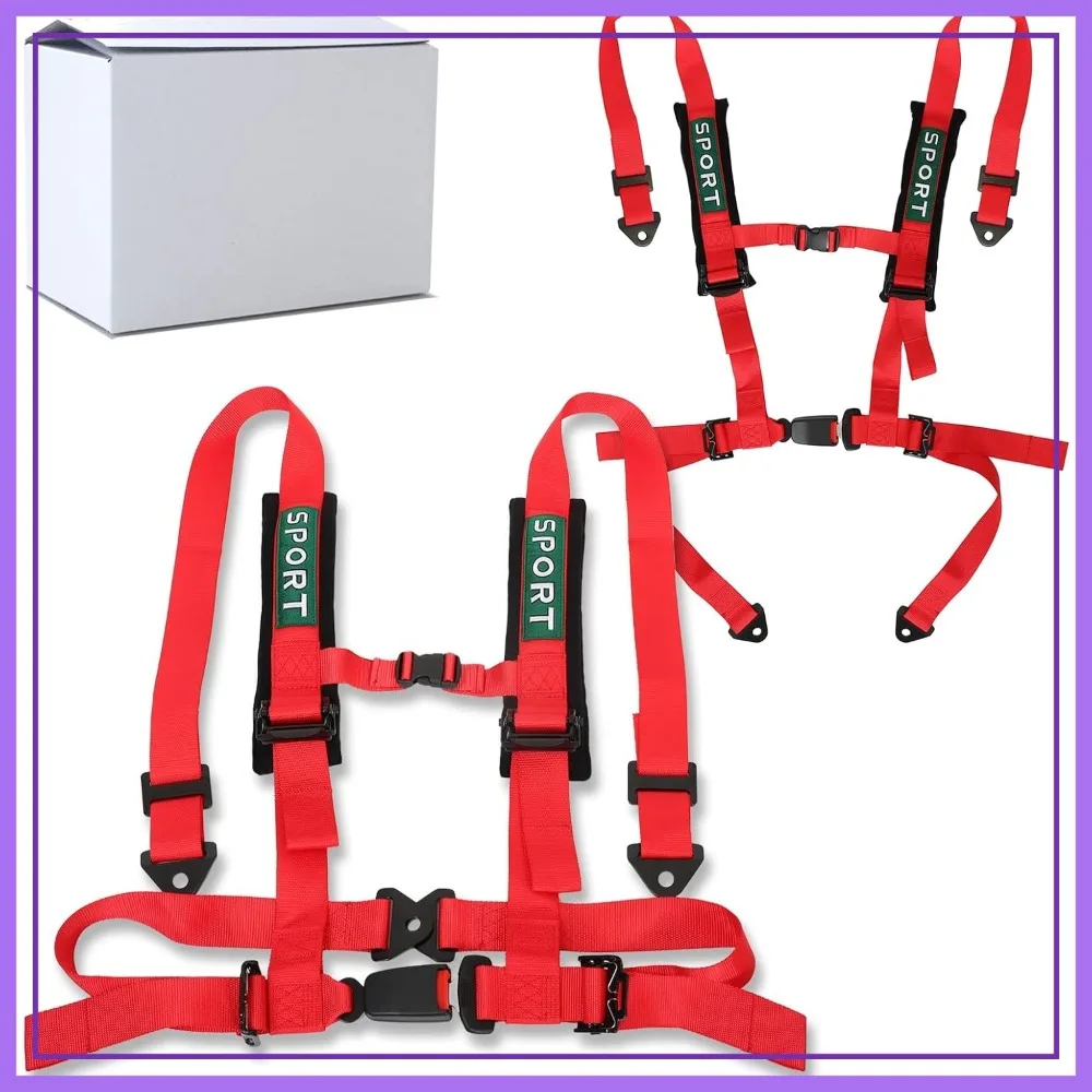 

2 PCS 4 Point Harness with 3 Inch Comfortable Heavy Duty Shoulder Padding Quick Auto Buckle for UTV ATV Sports Car Racing Car