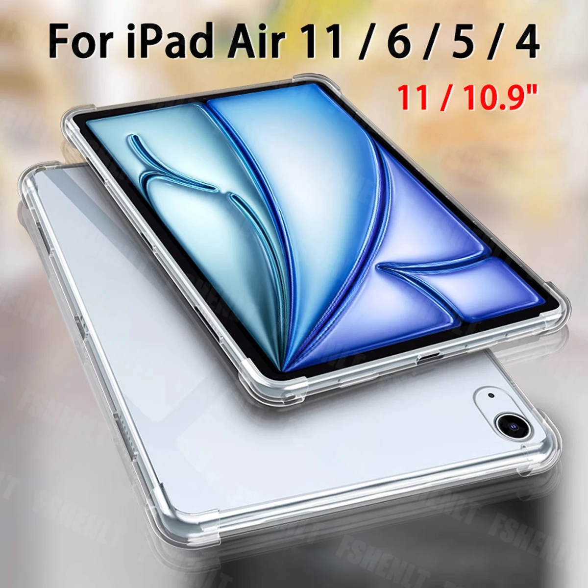 Crystal Clear Case for iPad Air 6th/5th/4th Generation 2024/2022/2020 Ultra Slim Transparent TPU Cover for iPad Air 11 Inch M2