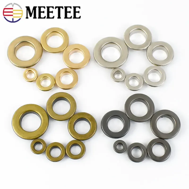 Meetee 50pc 3.5-15mm Pure Copper Eyelet Buckles O Ring Rivet DIY Bag Strap Belt Apparel Webbing Shoes Grommet Sewing Accessories