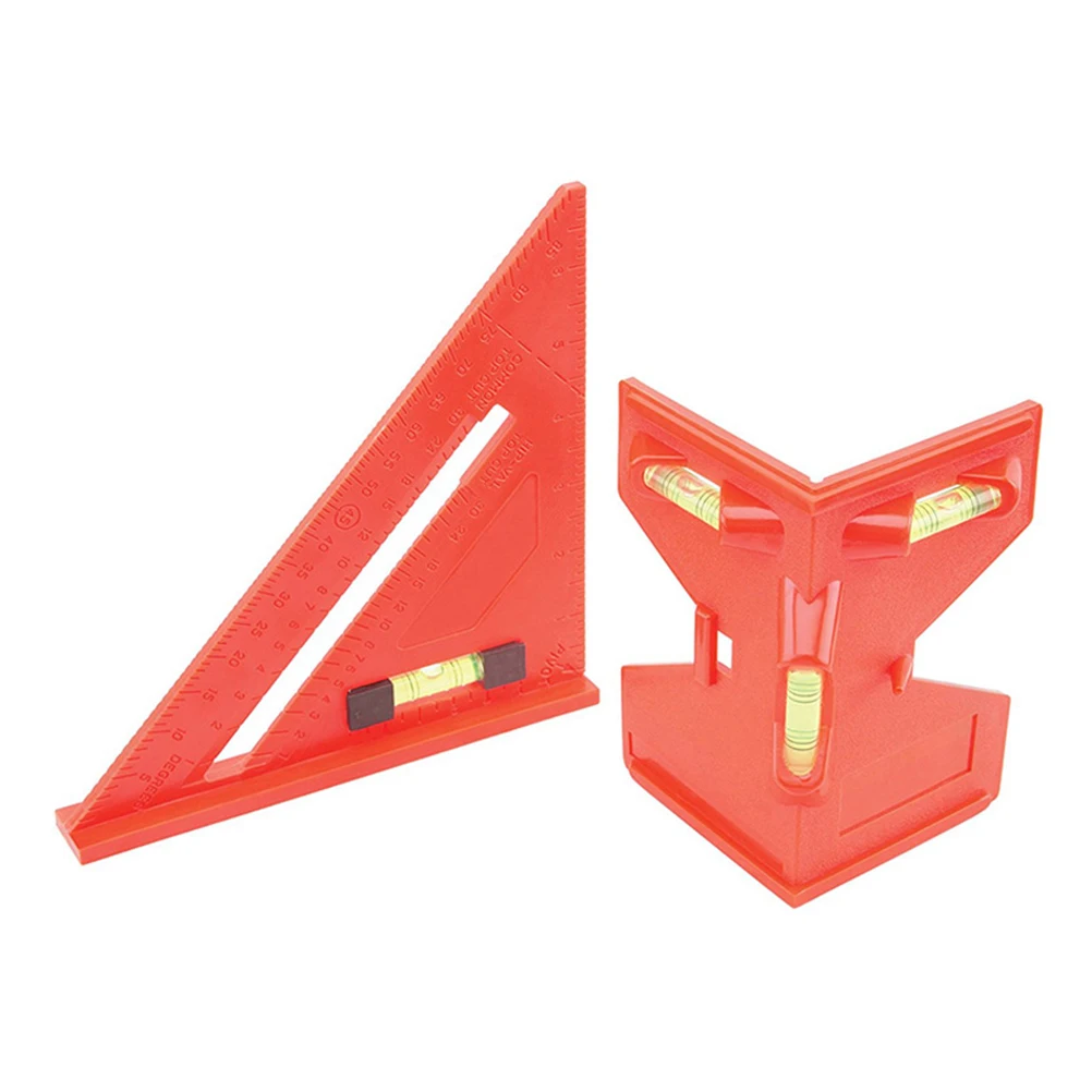 

7 Inch Orange Plastic Woodworking Square Ruler 45 Degree Triangle Angle Multifunctional Protractor Miter Framing Tool For